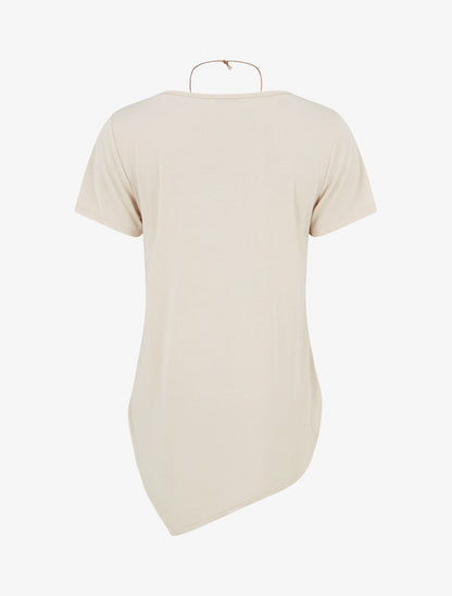 Top manches courtes à bords asymétriques - Beige - 2
