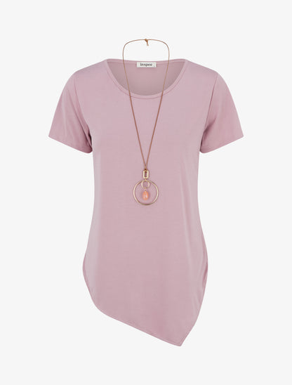 Top manches courtes à bords asymétriques - Lilas - 1