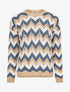 Pull imprimé zig-zag dorés - Bleu charrette - 1