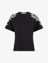 T-shirt manches courtes à épaules strassées - Noir - 1
