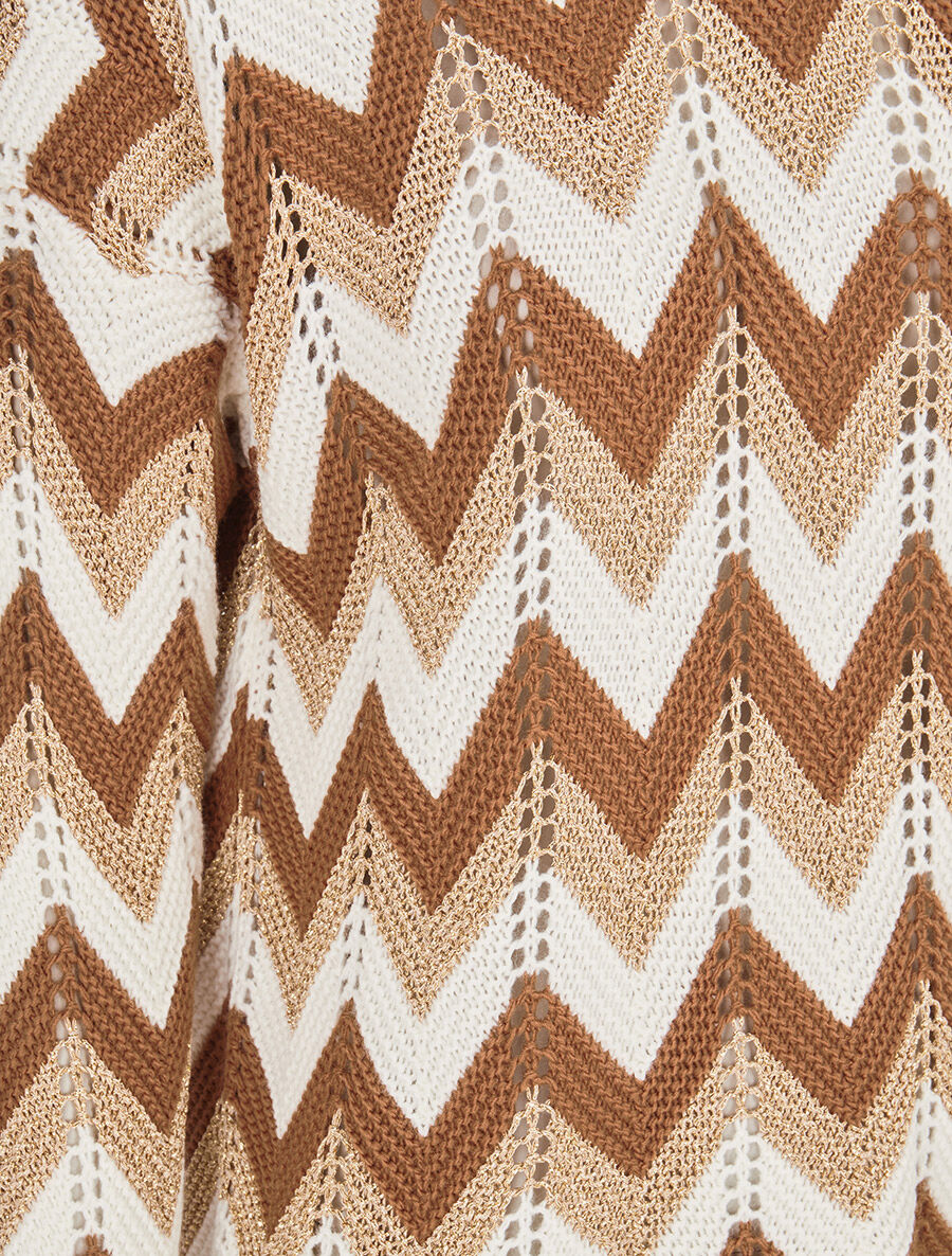 Pull imprimé zig-zag dorés - Camel - 3