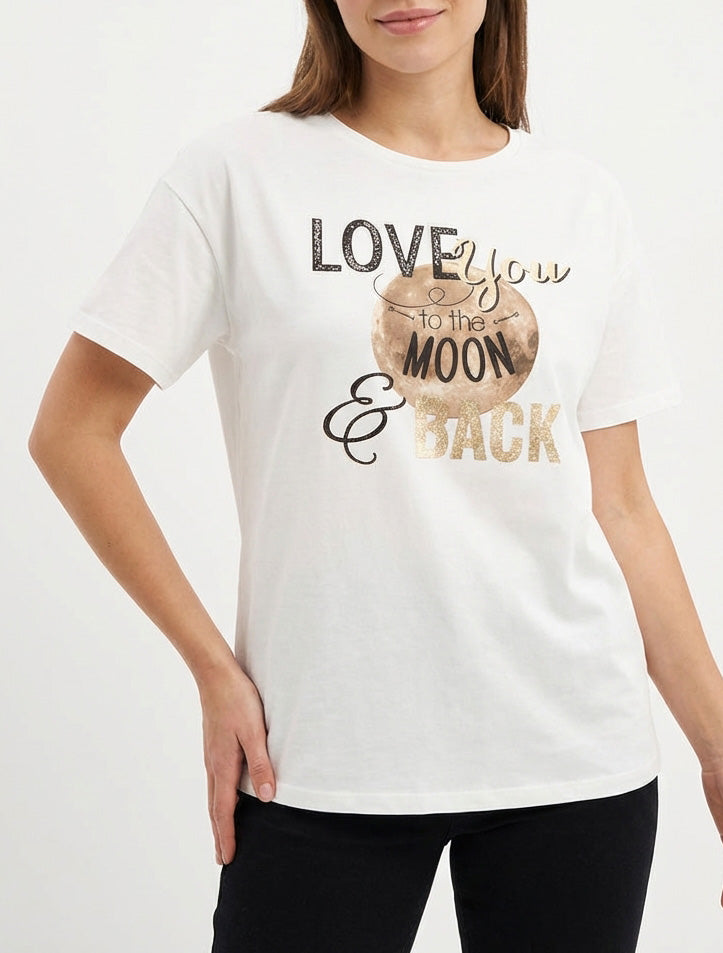 T-Shirt Liebe dich bis zum Mond - Weiß