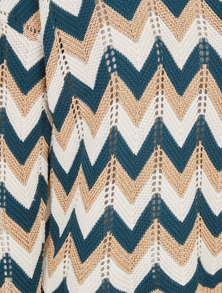 Pull imprimé zig-zag dorés - Bleu canard - 3