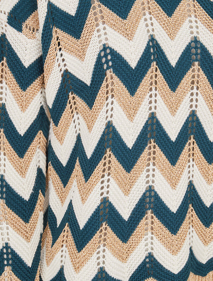 Pull imprimé zig-zag dorés - Bleu canard - 3