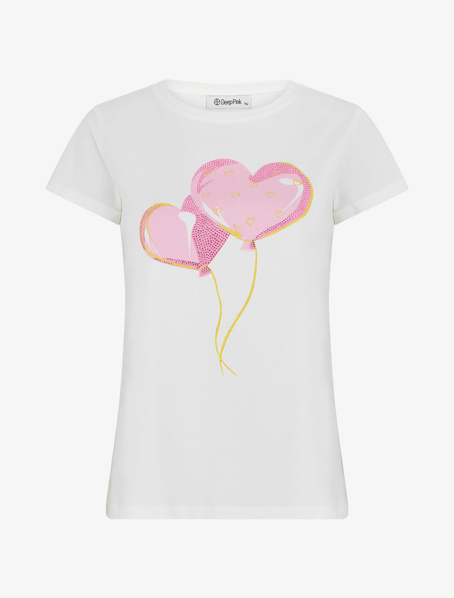 T-shirt à motif coeurs - Blanc - 1