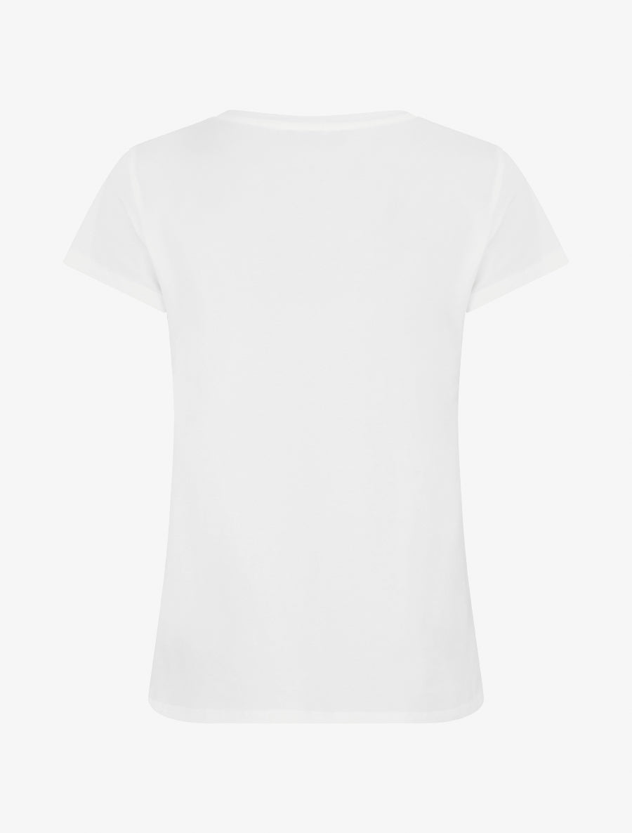 T-shirt à poche plaquée à motif floral - Blanc - 2