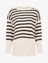 Pull ample rayé à côtés ouverts - Beige - 1