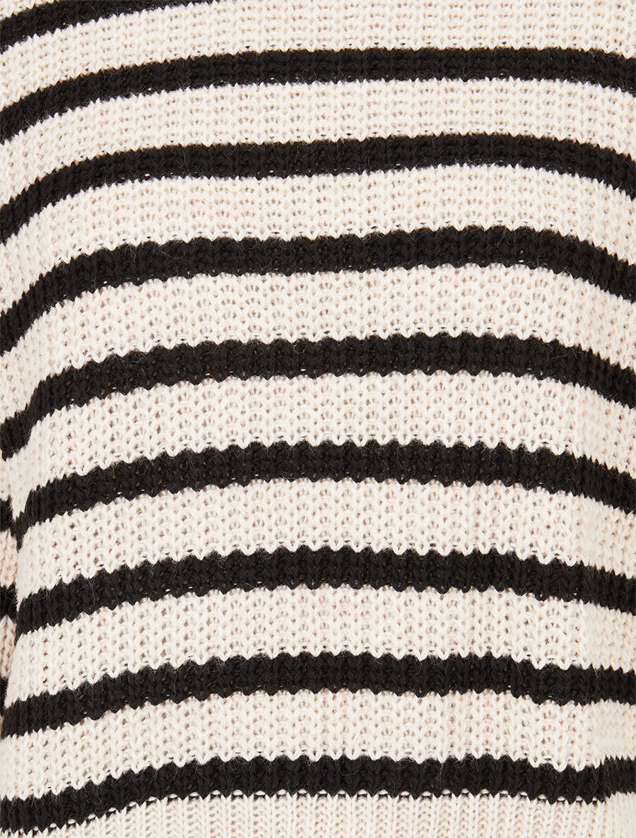Pull ample rayé à côtés ouverts - Beige - 3