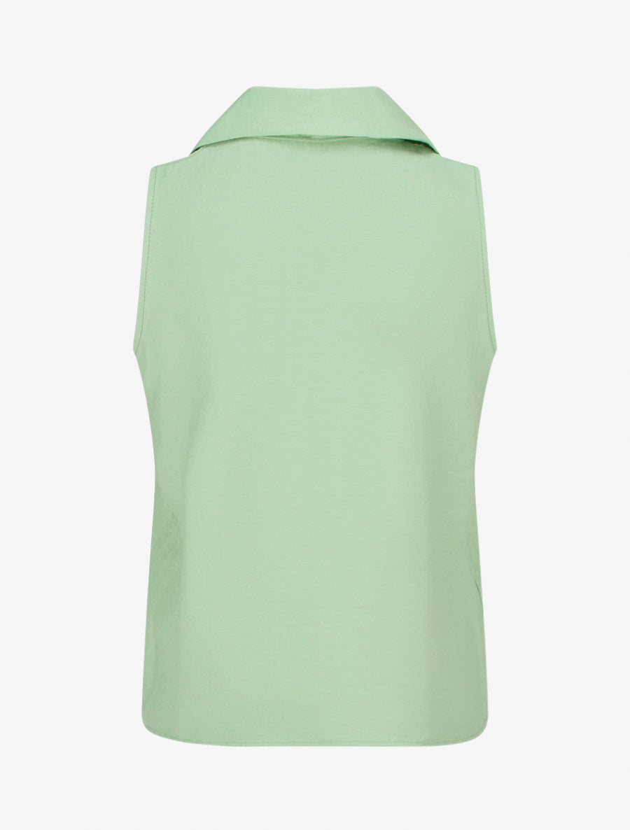 Blouse sans manches à empiècement crochet - Vert pomme - 2
