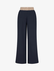 Pantalon fluide unie à taille haute - Marine - 1