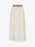 Jupe fluide longue à imprimé feuillage stylisé - Beige - 1