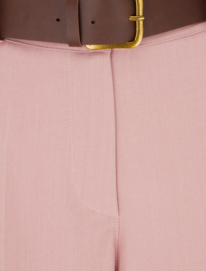 Pantalon droit uni élastiqué - Rose - 3