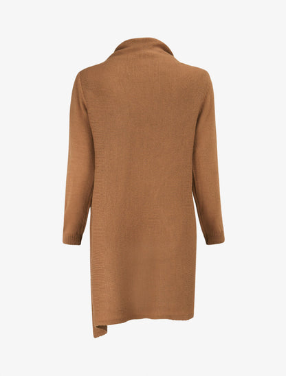 Gilet à pans asymétriques frangés - Camel - 2