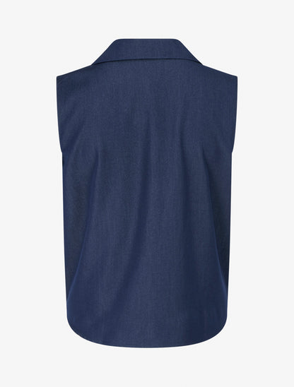 Chemise sans manches effet torsadé - Bleu foncé - 2