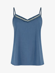 Débardeur à col V brodé - Bleu - 1