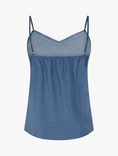 Débardeur à col V brodé - Bleu - 2