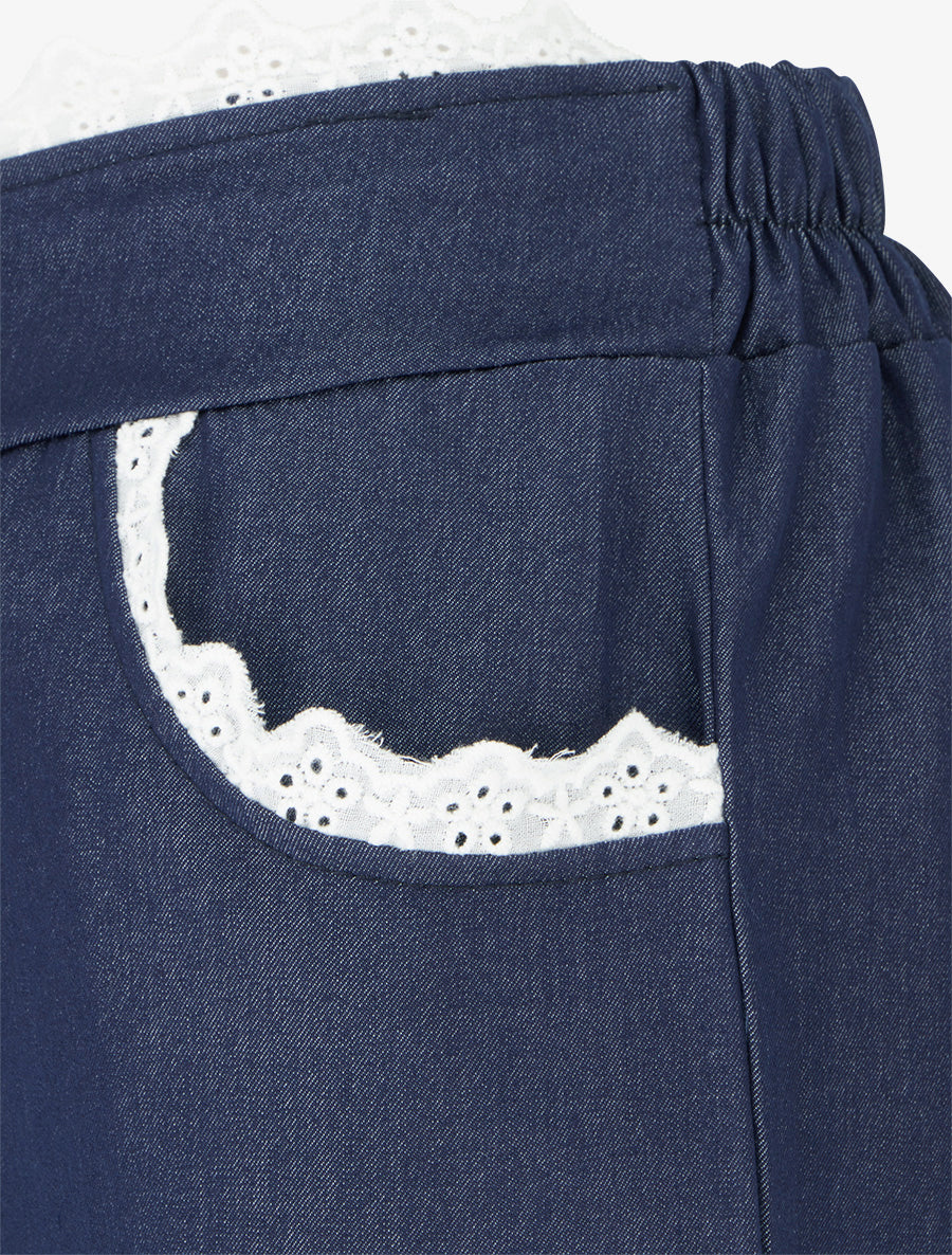 Pantalon ample à dentelle - Bleu brut - 3