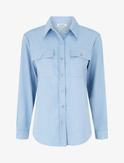 Chemise unie fluide à poches - Bleu ciel - 1