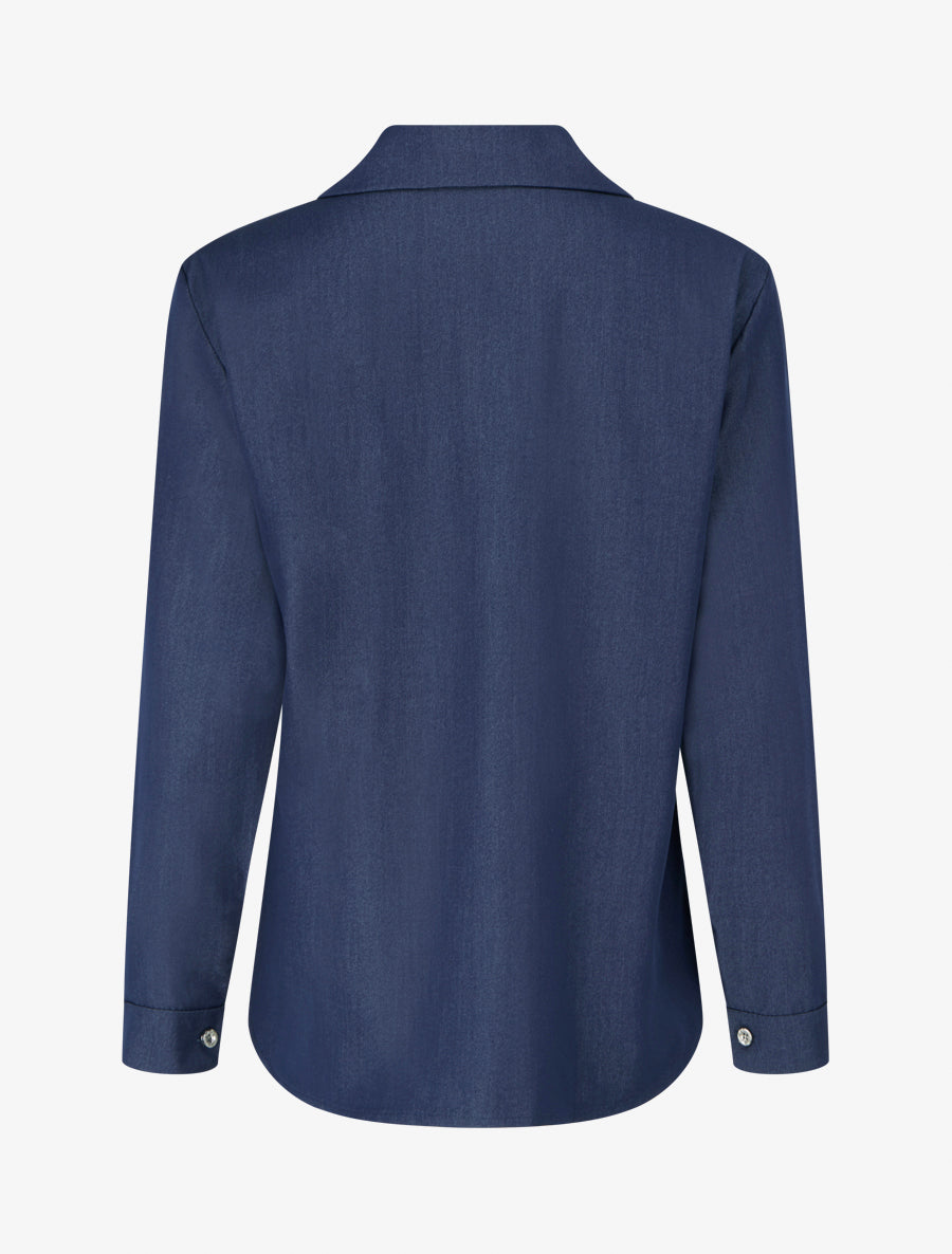 Chemise unie fluide à poches - Bleu brut - 2