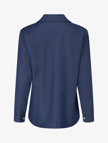 Chemise unie fluide à poches - Bleu brut - 2