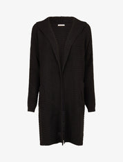 Gilet en maille à capuche - Noir - 1