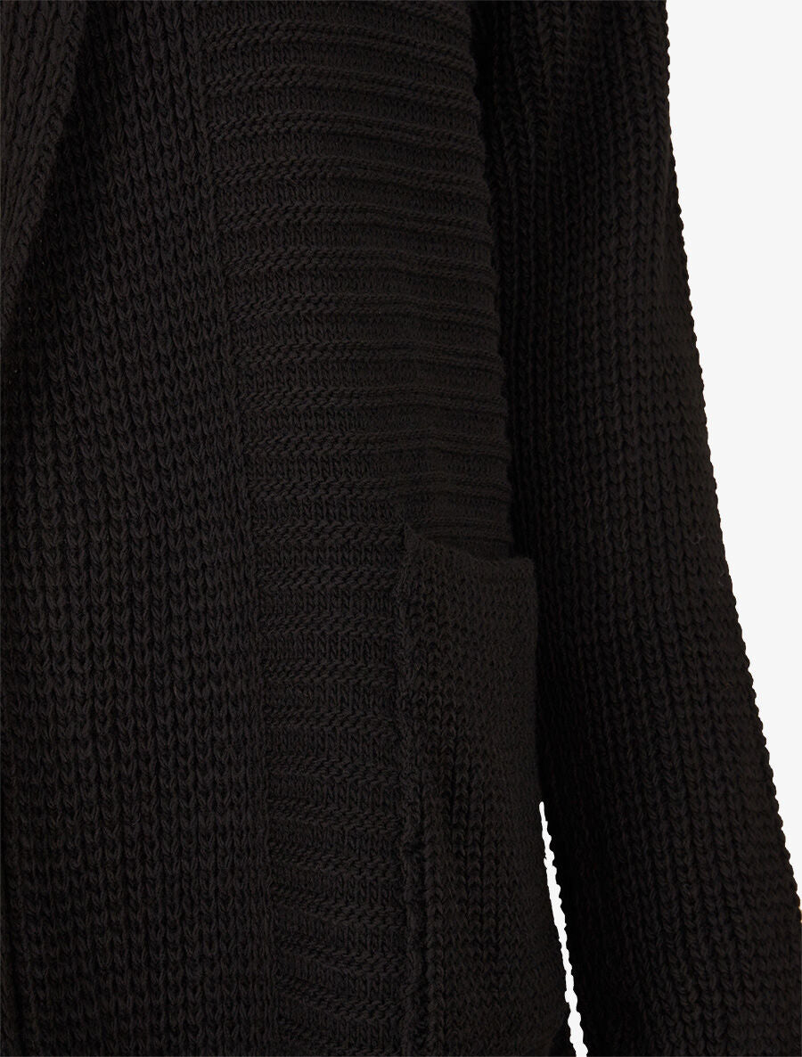 Gilet en maille à capuche - Noir - 3