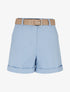 Short ceinturé uni à ourlet - Bleu ciel - 1