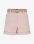 Short ceinturé uni à ourlet - Rose - 1