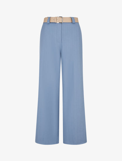 Pantalon à fines rayures irisées - Bleu - 1