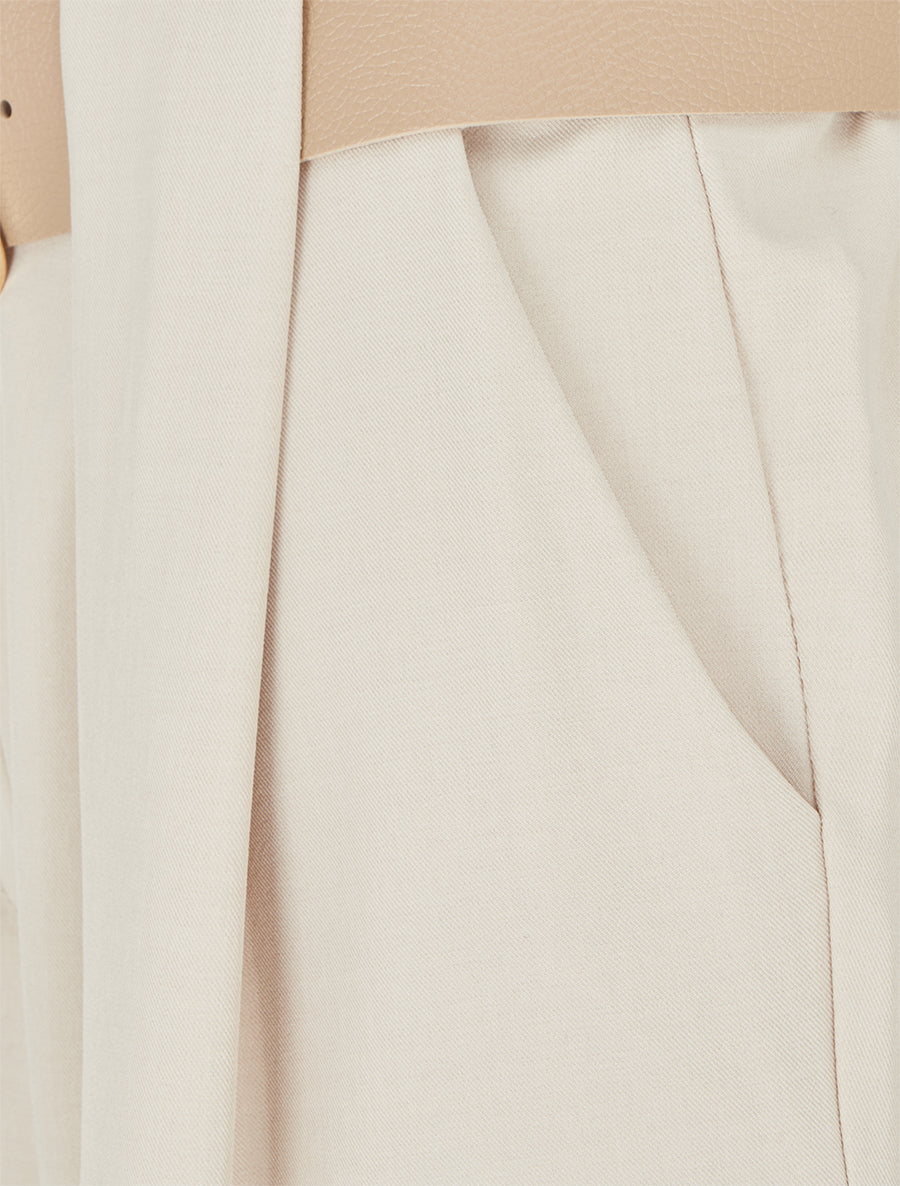 Pantalon uni à passant stylisé - Beige - 3