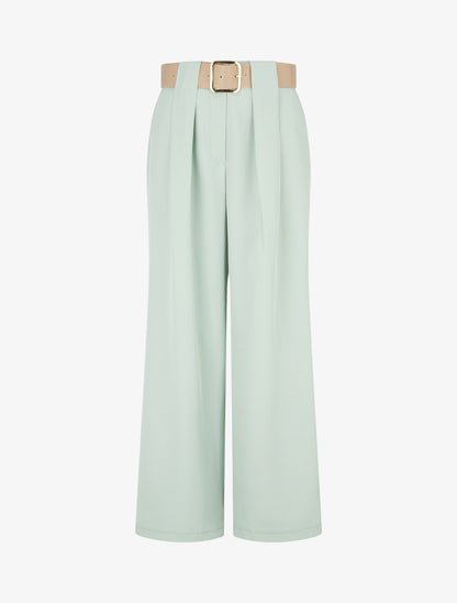 Pantalon uni à passant stylisé - Vert d&