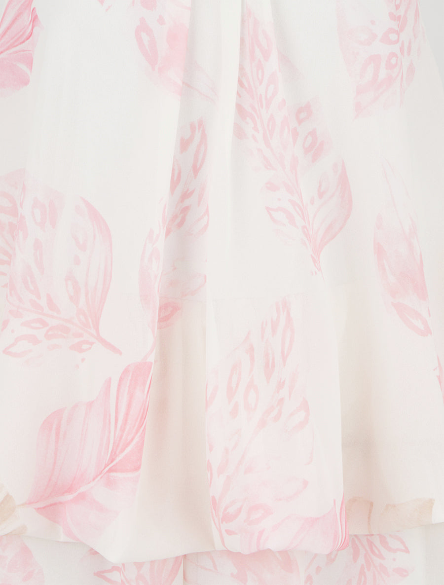 Combishort volanté imprimé feuilles à dos nu - Rose - 3