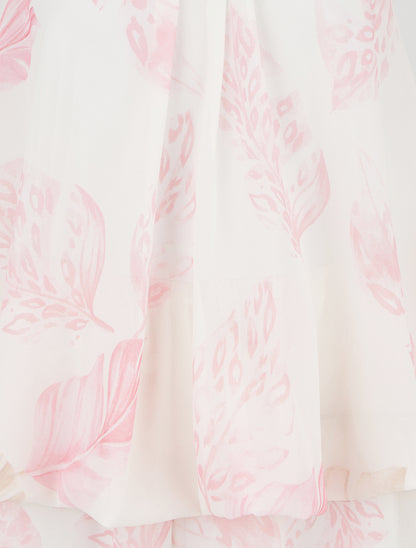 Combishort volanté imprimé feuilles à dos nu - Rose - 3
