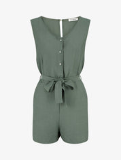 Combishort boutonné sans manches - Kaki - 1