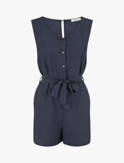Combishort boutonné sans manches - Marine - 1