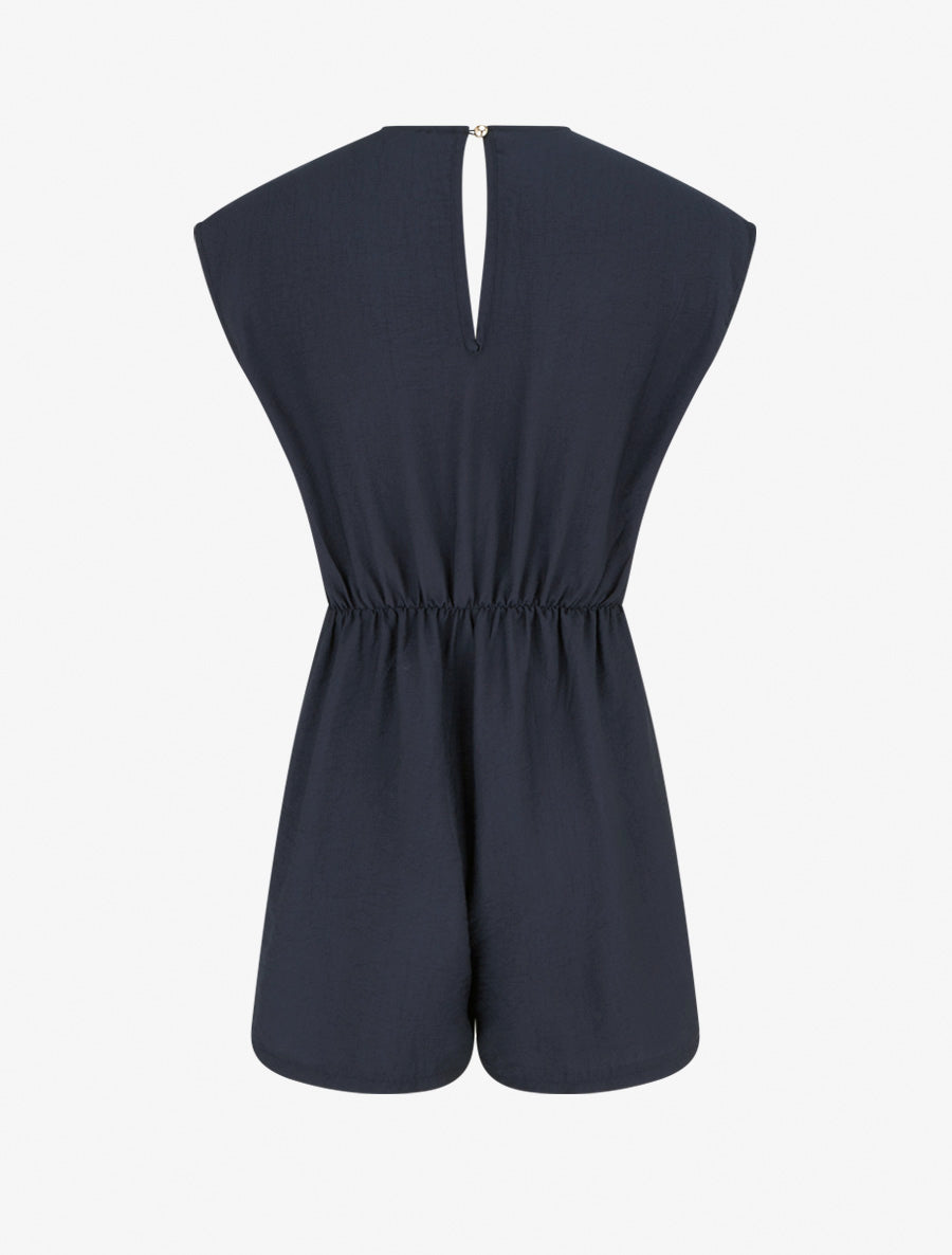 Combishort style robe portefeuille à broche - Marine - 2