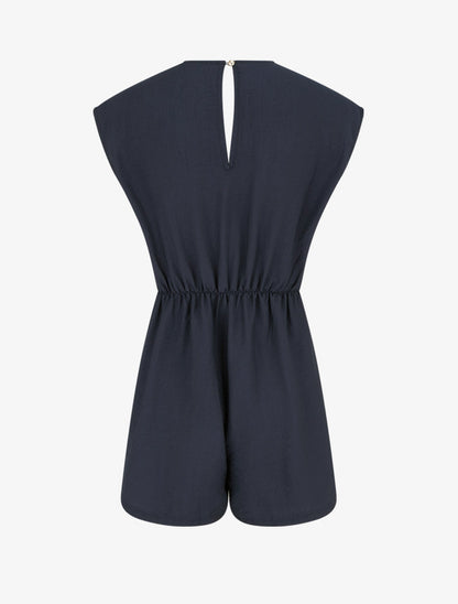 Combishort style robe portefeuille à broche - Marine - 2