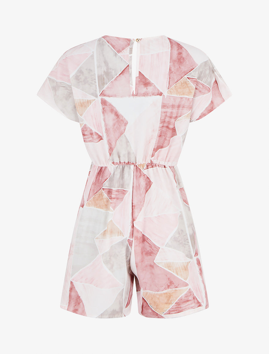 Combishort droit manches courtes imprimé fantaisie - Rose - 2