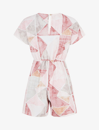 Combishort droit manches courtes imprimé fantaisie - Rose - 2
