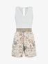 Combishort à dentelle et imprimé fleuri - Beige - 1