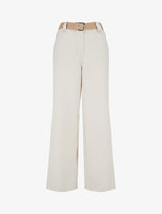 Gerade geschnittene, einfarbige, elastische Hose - Beige