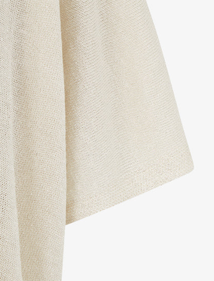 Top ample manches courtes en maille fine irisée - Beige - 3