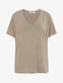 Top ample manches courtes en maille fine irisée - Taupe - 1