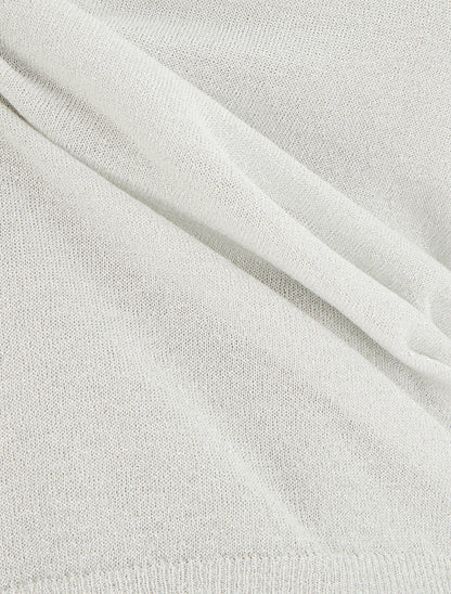 Top droit manches courtes en maille irisée - Blanc - 3
