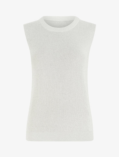 Top sans manches à maille fine irisée - Blanc - 1