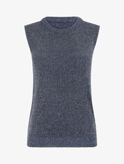 Top sans manches à maille fine irisée - Marine - 1