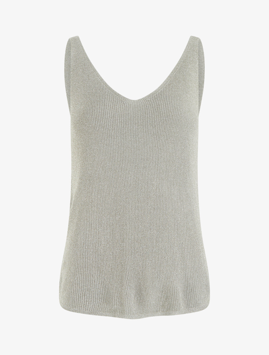 Débardeur en fine maille à détail irisé - Gris - 1