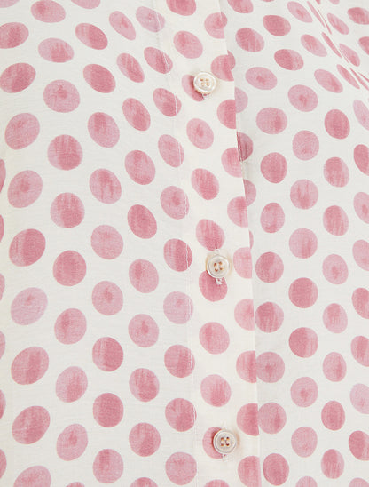 Top imprimé à pois boutonné - Rose - 3