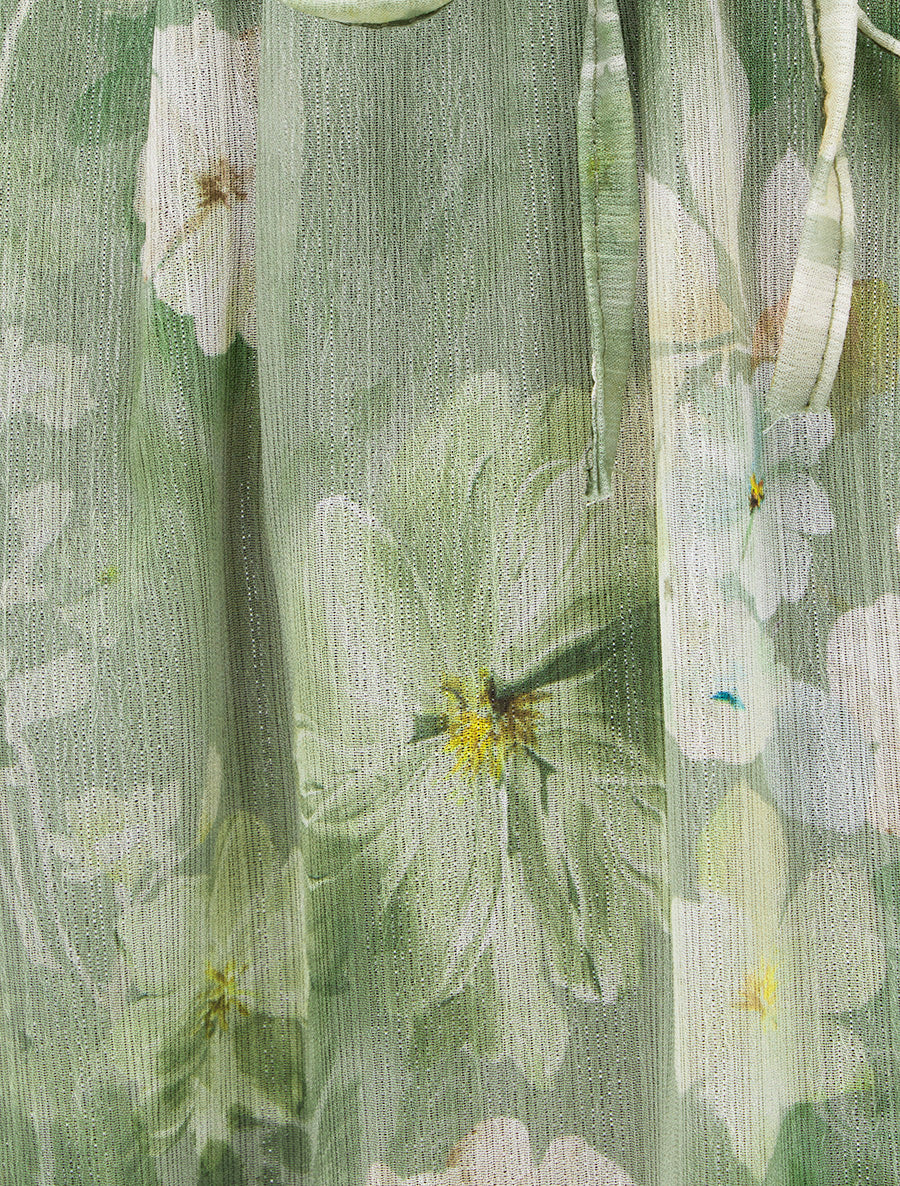 Jupe imprimé floral à taille élastiquée - Kaki - 3