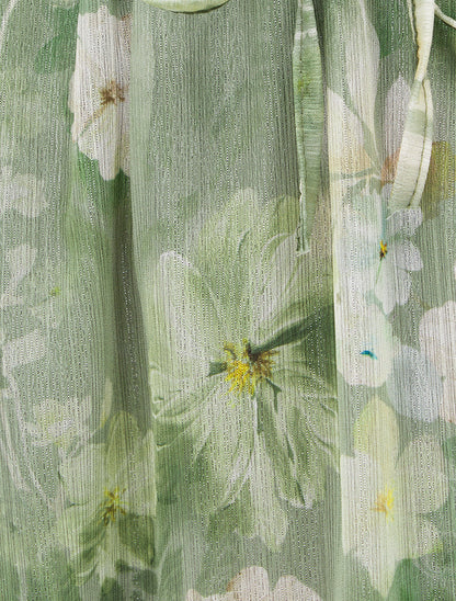 Jupe imprimé floral à taille élastiquée - Kaki - 3